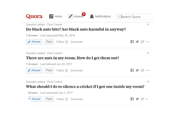 example of using quora to find content to write great blog posts