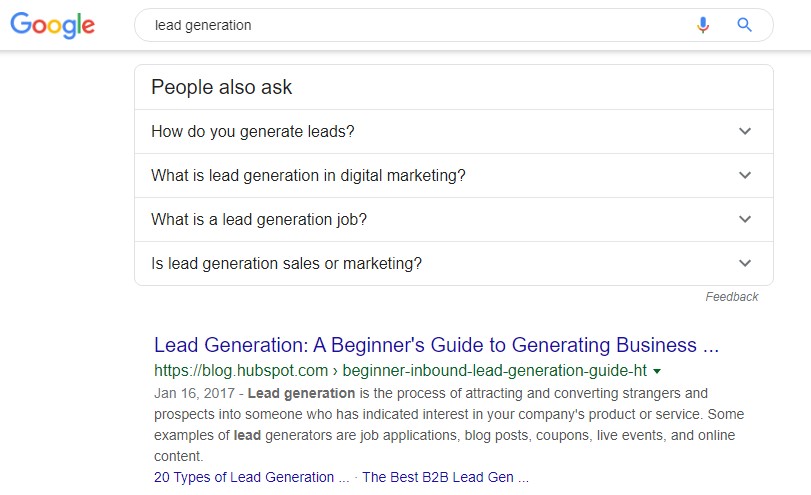 Lead Generation Google Search