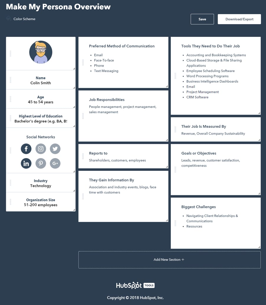 interactive content buyer persona tool